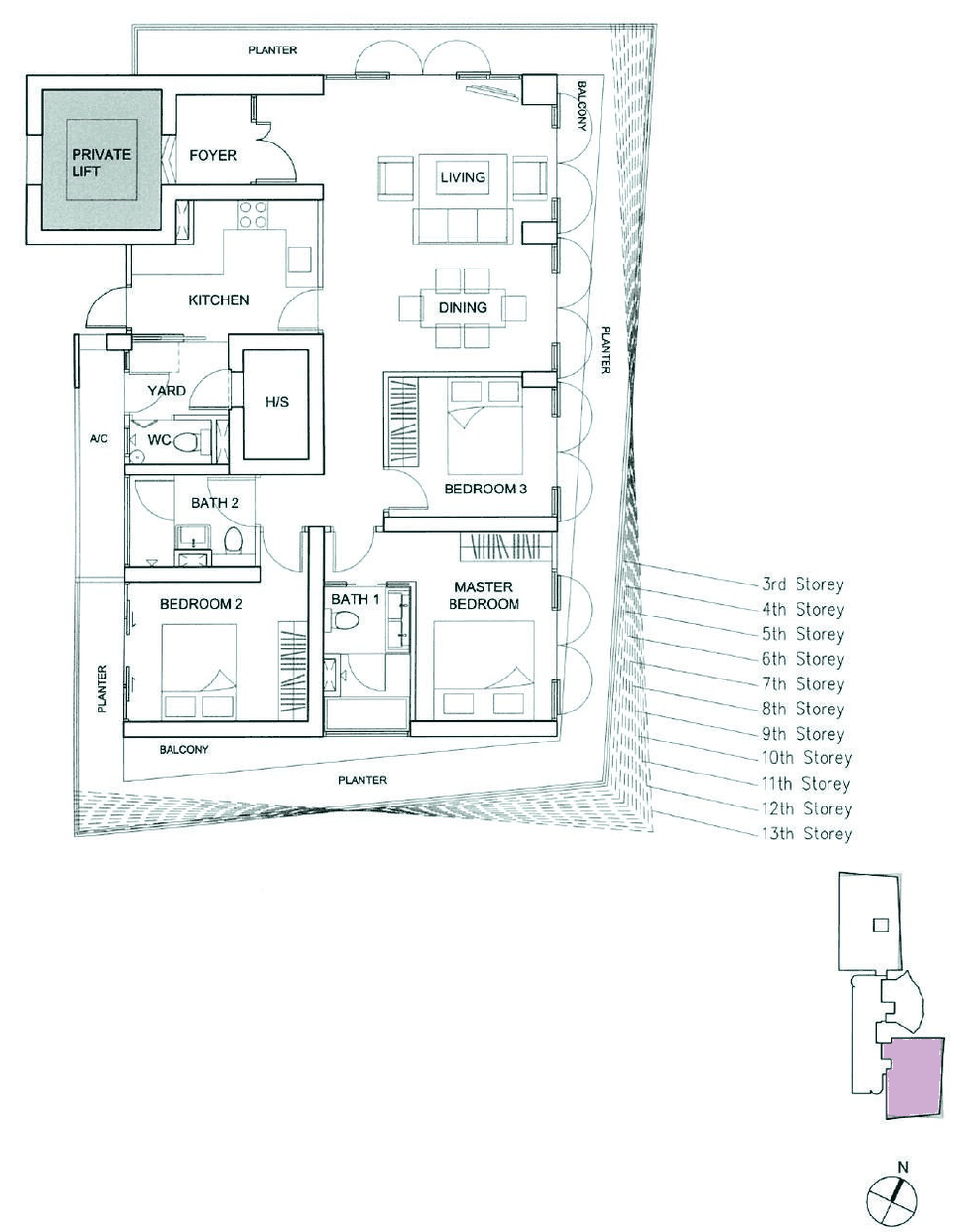 Type C · 3-Bedroom · 1,754 sqft