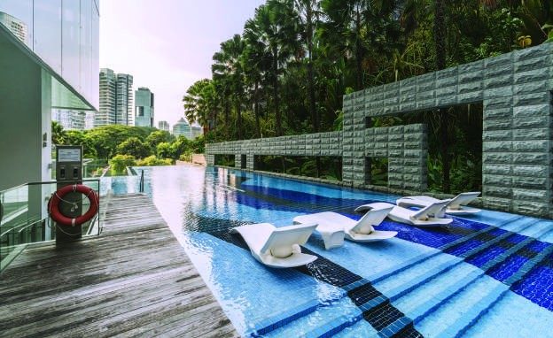 Pool deck at The Lumos